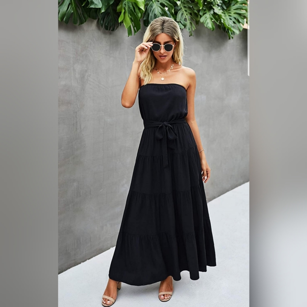 Casual Off Shoulder Wrap Maxi Dress Summer - Picture 3 of 5